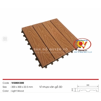 Sàn vĩ nhựa lót sàn ngoài trời - vân 3D-Wood