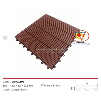 Sàn vĩ nhựa lót sàn ngoài trời - vân sọc- Brown