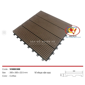 Sàn vĩ nhựa lót sàn ngoài trời - vân sọc- cafe
